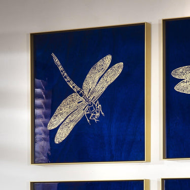 Quatropi KIT PART-Dragon Fly Gold Metal Framed Wall Artwork Blue 40x40cm