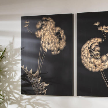 Quatropi KIT PART-Hand-Carved Flower Wall Artwork Black & Natural Wood 50x70cm