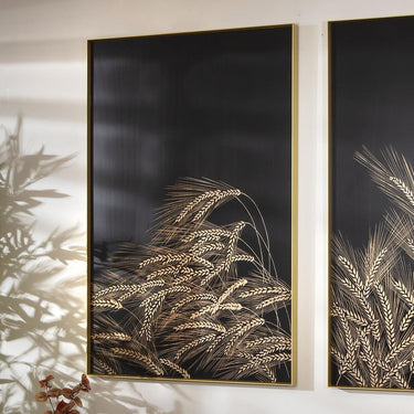 Quatropi KIT PART-Hand-Carved Metal Framed Wall Artwork Copper & Natural Wood 60x90cm