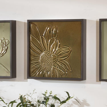 Quatropi KIT PART-Porcelain Flower Framed Wall Artwork Green 36x36cm