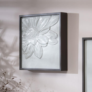 Quatropi KIT PART-Porcelain Flower Framed Wall Artwork White 36x36cm