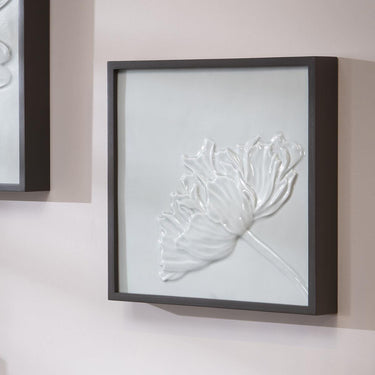 Quatropi KIT PART-Porcelain Flower Framed Wall Artwork White 36x36cm