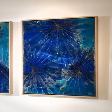 Quatropi KIT PART-Square Abstract Framed Wall Artwork Blue 60x60cm