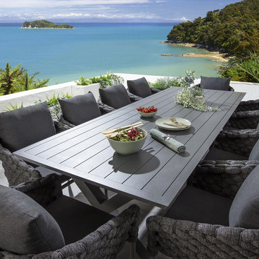 Quatropi Large 10 Seat Outdoor Garden Table and Chairs Dining Set Aluminium Grey