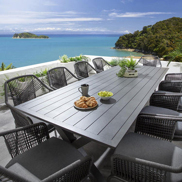 Quatropi Large 10 Seat Outdoor Garden Table and Chairs Dining Set Grey Aluminium