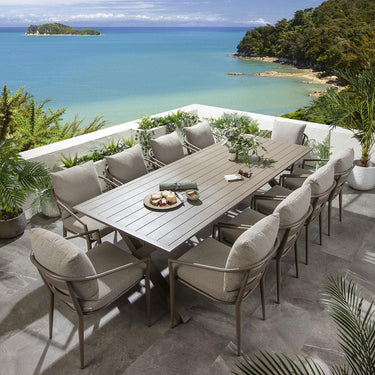 Quatropi Large 10 Seater Garden Table and Chairs Dining Set Aluminium Beige