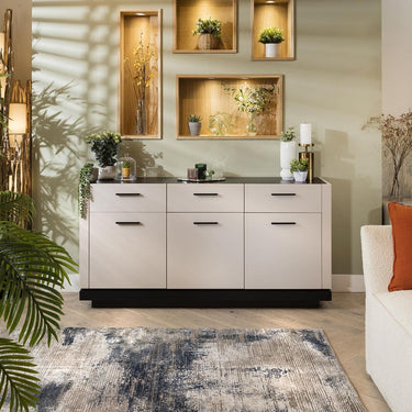 Quatropi Large 3 Door 3 Drawer Sideboard Cabinet Storage Unit White Chalk 160cm