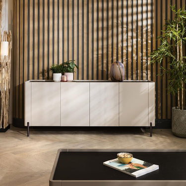 Quatropi Large 4 Door Modern Sideboard Buffet Cabinet Matte Chalk White 180cm