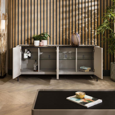 Quatropi Large 4 Door Modern Sideboard Buffet Cabinet Matte Chalk White 180cm