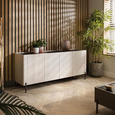 Quatropi Large 4 Door Modern Sideboard Buffet Cabinet Matte Chalk White 180cm