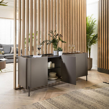 Quatropi Large 4 Door Modern Sideboard Buffet Cabinet Matte Grey Taupe 180cm