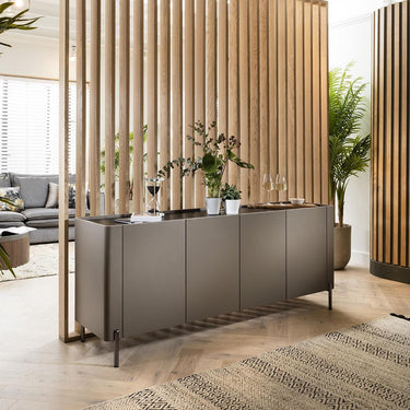 Quatropi Large 4 Door Modern Sideboard Buffet Cabinet Matte Grey Taupe 180cm