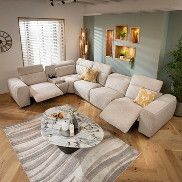 Quatropi Large 5 Seater Recliner Corner Sofa Charger Cup Holders Storage Beige 372x253cm 8C1