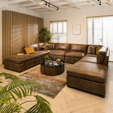 Quatropi Large 6 Seater Modular U-Shape Corner Sofa Long Chaise Set Brown 10