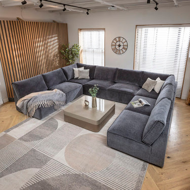 Quatropi Large 8 Seater Modular U-Shape Corner Sofa Grey 374x276cm