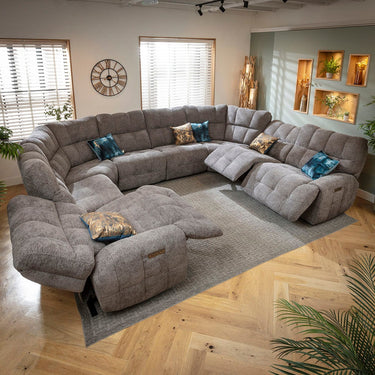 Quatropi Large 8 Seater Recliner U-Shape Corner Sofa Couch Charcoal Chenille 390x300cm 11R1