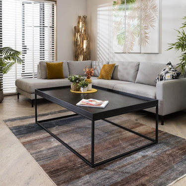 Quatropi Large Black Coffee Table Ceramic Marble Metal Living Room Table 140x90cm