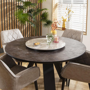 Quatropi Large Ceramic Marble Lazy Susan Turn Table For Dining Table Grey 80cm
