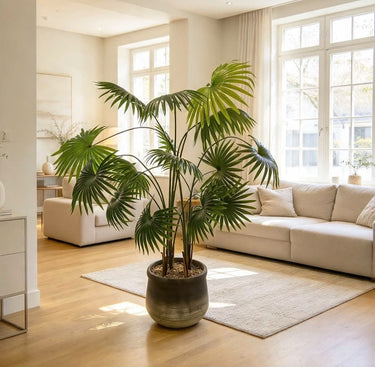Quatropi Large Faux Imitation Potted Palm Tree Realistic Artificial Plant Indoor