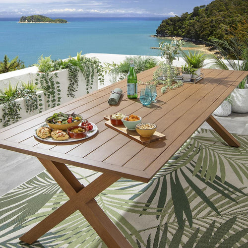 Star 10 Seater Outdoor Garden Dining Table Oak Wood Effect 260cm
