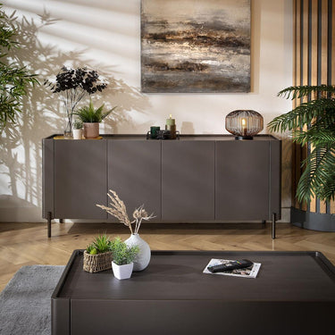 Quatropi Large Mid Modern 4 Door Sideboard Cabinet Buffet Matte Grey 180cm