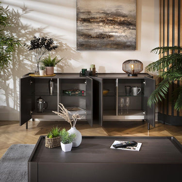 Quatropi Large Mid Modern 4 Door Sideboard Cabinet Buffet Matte Grey 180cm