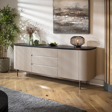 Quatropi Large Mid Modern Sideboard Cabinet Buffet with Drawers Matte Chalk 210cm