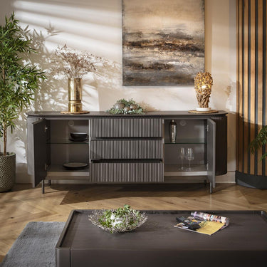 Quatropi Large Mid Modern Sideboard Cabinet Buffet with Drawers Matte Grey 210cm