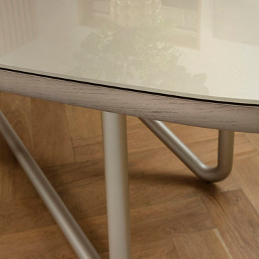 Quatropi Large Modern 8 Seater Oval Dining Room Table Champagne Gold 240cm x 120cm