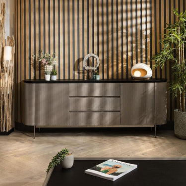 Quatropi Large Modern Cabinet Mid Century Sideboard Cabinet Buffet Taupe 210cm