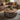 Quatropi Large Modern Round Coffee Table Walnut Wood Brown Metal Drum 90cm