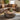 Quatropi Large Modern Round Coffee Table Walnut Wood Brown Metal Drum 90cm