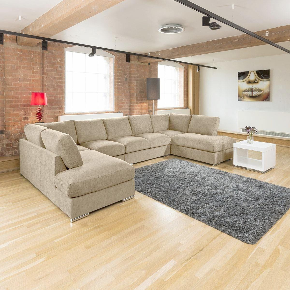 Quatropi Large New Sofa Set Corner Group U Shape Beige 4.0x2.1m In Stock