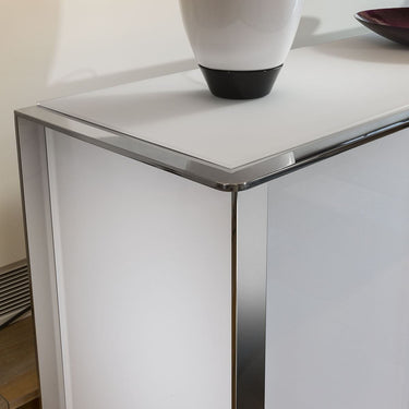 Quatropi Large Sideboard Cabinet White Gloss and Chrome Modern Quatropi 233 New
