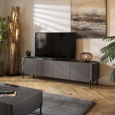 Quatropi Large TV Stand Television Cabinet Unit with Storage Matte Grey 200cm