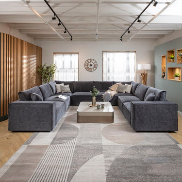 Quatropi Large U-Shape Corner Sofa 8 Seater Modern Couch Grey 374x297cm