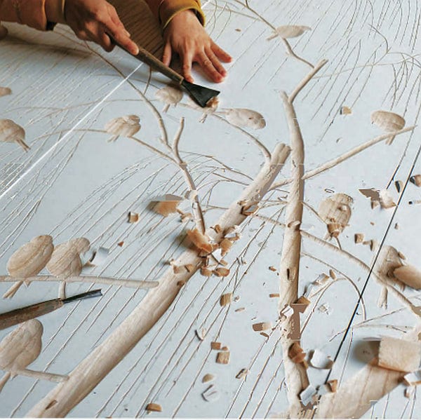 Quatropi Large Wall Art Artwork Hand Carved into Wood White Oak Tree 1.5x1.8mtr