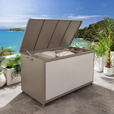 Quatropi Large Weather-Resistant Aluminium Outdoor Garden Storage Box Beige 169x89x94cm