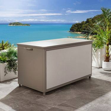 Quatropi Large Weather-Resistant Aluminium Outdoor Garden Storage Box Beige 169x89x94cm