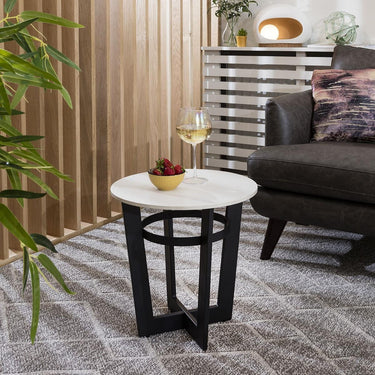 Quatropi Lena Industrial Round Side Table White