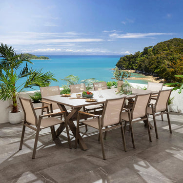 Quatropi Leno & Star 6 Seater Outdoor Garden Dining Set Beige Aluminium & Textilene