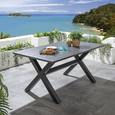 Quatropi Leno & Star 6 Seater Outdoor Garden Dining Set Grey Aluminium & Textilene