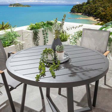 Quatropi Leno & Sun 2 Seater Round Outdoor Garden Dining Set Grey Aluminium