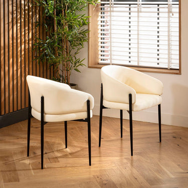 Quatropi Loki Faux Leather Carver Dining Chair Cream