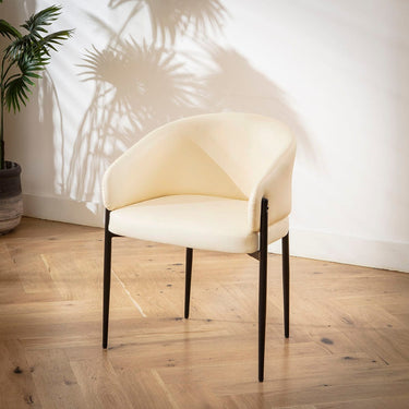 Quatropi Loki Faux Leather Carver Dining Chair Cream