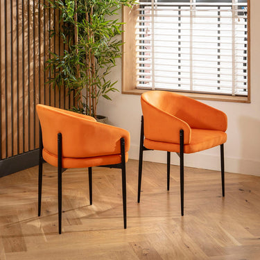 Quatropi Loki Velvet Carver Dining Chair Burnt Orange