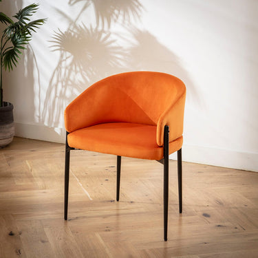 Quatropi Loki Velvet Carver Dining Chair Burnt Orange