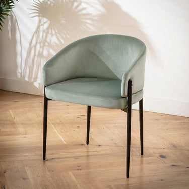 Quatropi Loki Velvet Carver Dining Chair Green