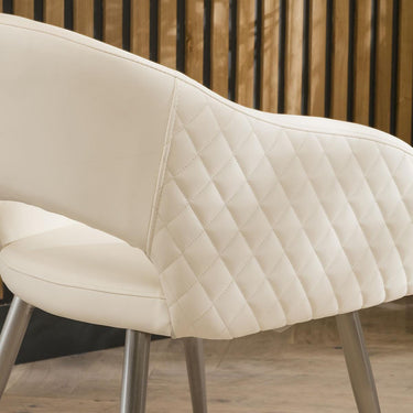Quatropi Lucy Leather Carver Dining Chair with Arms White