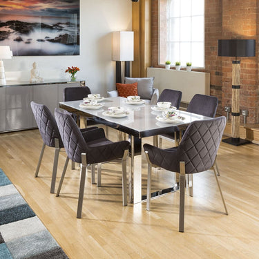 Quatropi Luna 6 Seater Dining Set Grey Charcoal